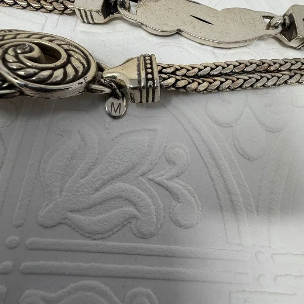 Vintage Brighton Silver-Tone Heart Charm Adjustable Chain Belt